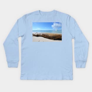 Driftwood on Isla Saona Beach Kids Long Sleeve T-Shirt